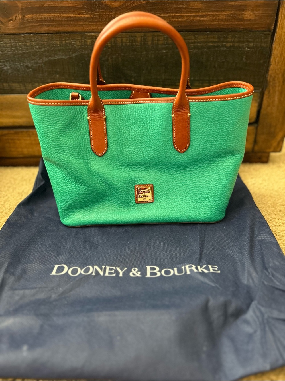 Dooney & Bourke Turquoise/Aqua with Natural Tan trim